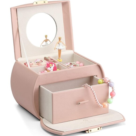 Kids Musical Jewelry Box for Girls with Drawer Music Box with Ballerina and Sti